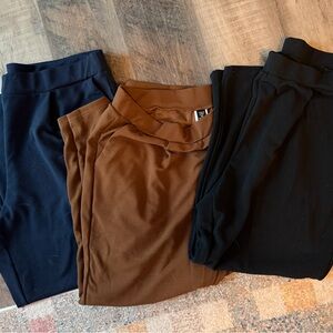 3 Plus Size SHEIN Stretchy Pants with pockets - Black, Brown, and Navy